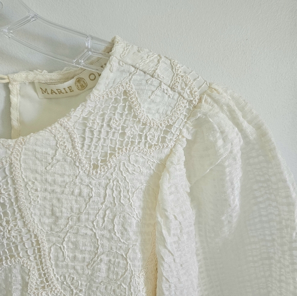 Marie Oliver Lace Vance Puff Sleeve Top Cream  Blouse - Picture 8 of 8